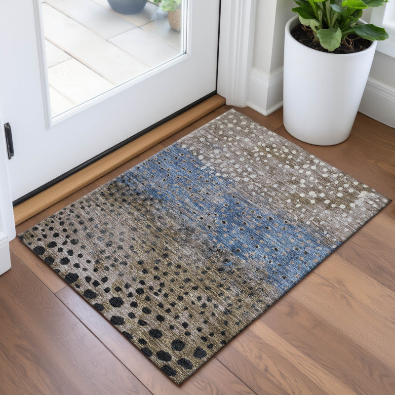 Premium Machine Washable Elize AMF1366 Dots Rug, Rectangle 1'8" x 2'6"