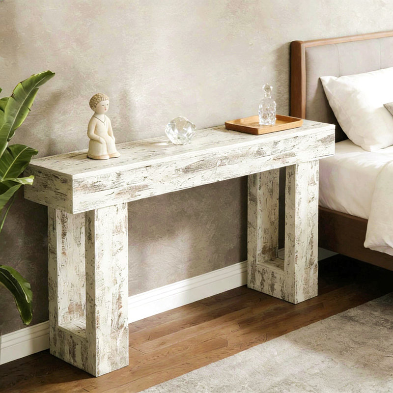 Stable TV Stand,Elegant Console Table,Wooden Side Table, White