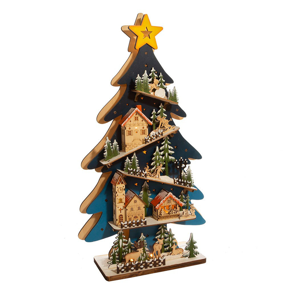 Wooden Christmas Scene, Christmas Village, Christmas Tree