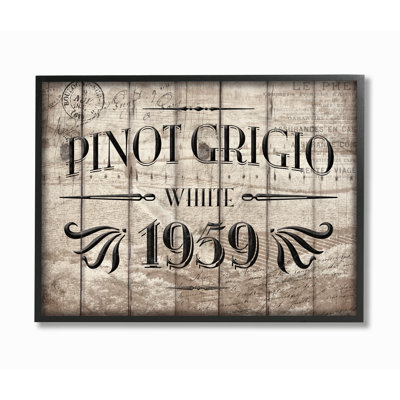 Ehme «Vintage Pinot Grigio Barrel Label», art textuel sur plaque