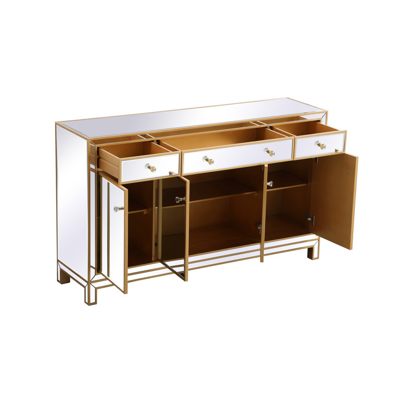 Bronx 3 Drawer Credenza, Gold, 36" H x 60" W x 15.75" D