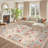 Floral Area Rugs for Living Room Bedroom, Washable Non Slip Vintage Floor Rugs Large Low Pile Oriental Distressed Carpet-537250874-537250875