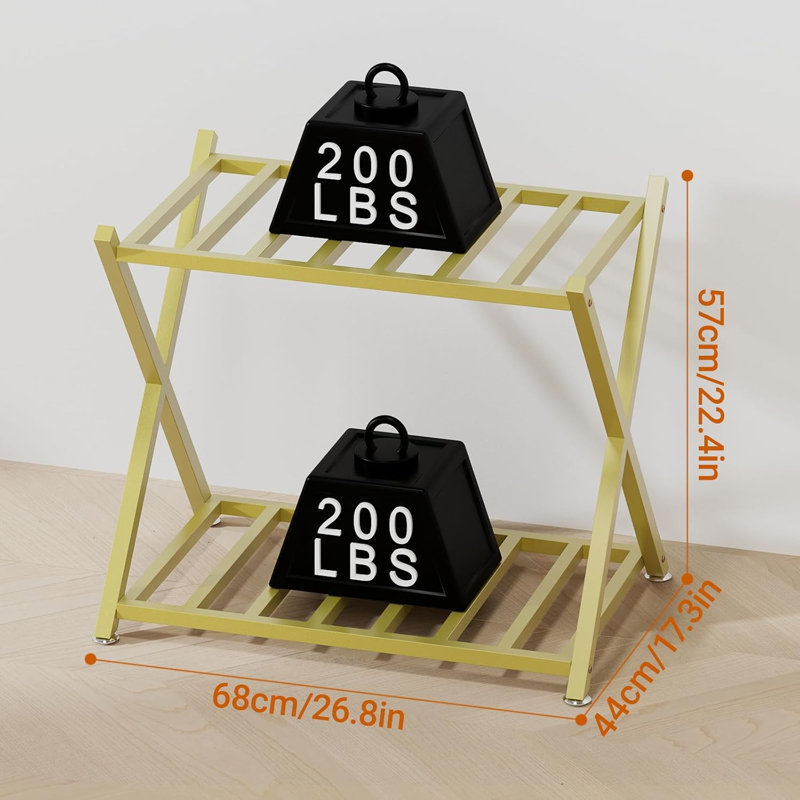 Porte-bagages double pour chambres d'hôtes, doré, Gold