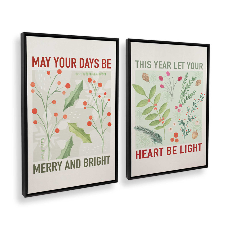 «Heart Be Light», ensemble de 2 impressions sur toile, H 13 po x l 18 po, Impression encadrée sans passe-partout, Noir satiné