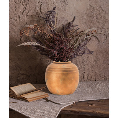 Ceramic Flower Vase, Round Rustic Vase