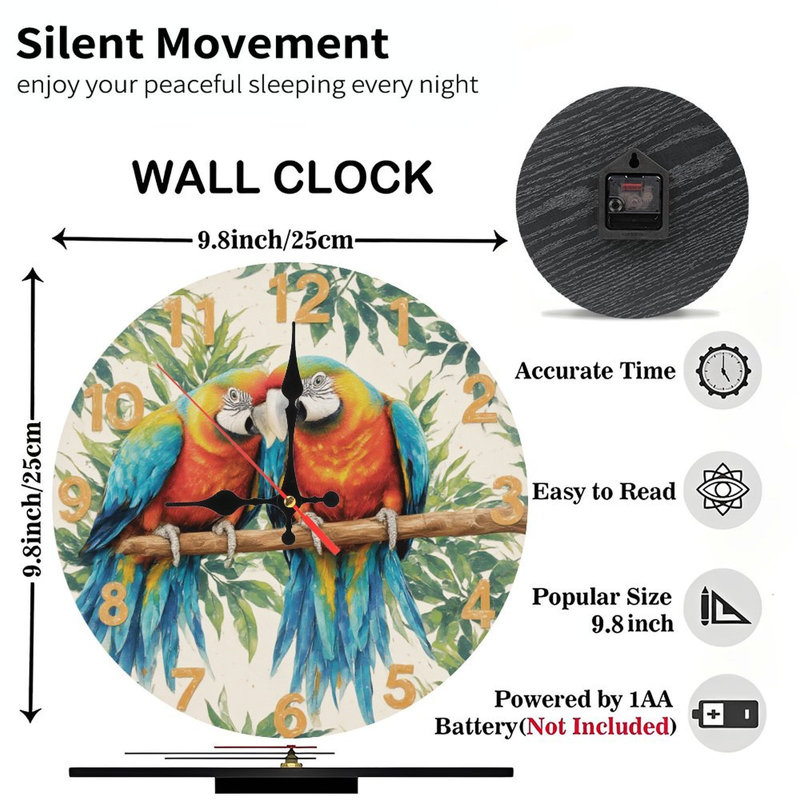 Clock Face With Parrots On Branch