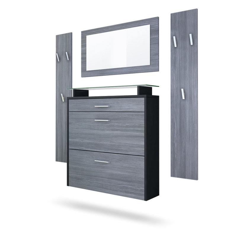 Mccarroll Hall Tree with Shoe Storage, Avola anthracite/Matt black