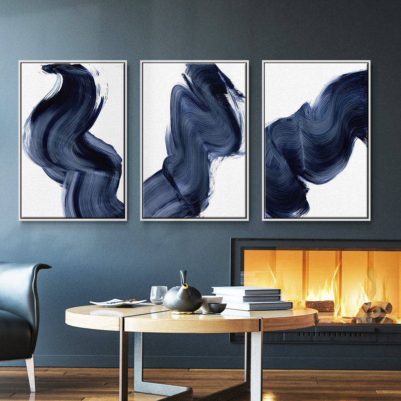 " Passing Waves I " 3 - Pieces, White, 40" H x 78" W