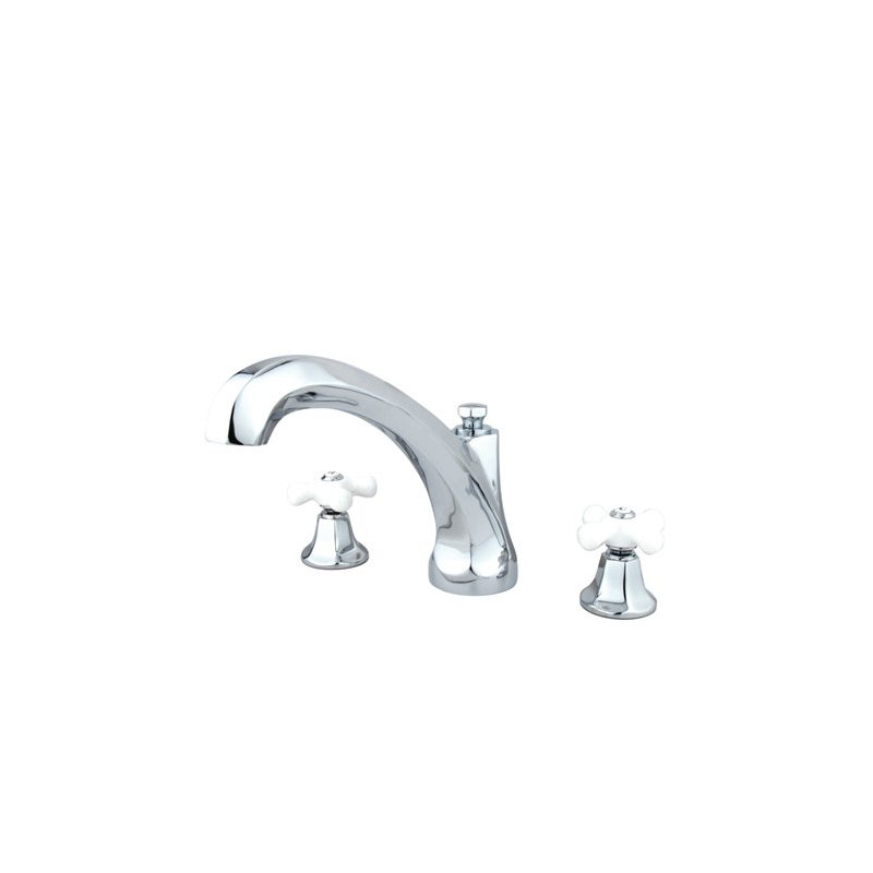 Metropolitan Double Handle Deck Mounted Roman Tub Faucet, Polished Chrome