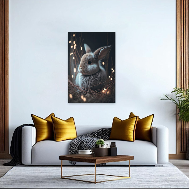 Affiche murale moderne Lapin enchanté Forêt de lapins, H 60 po x l 40 po