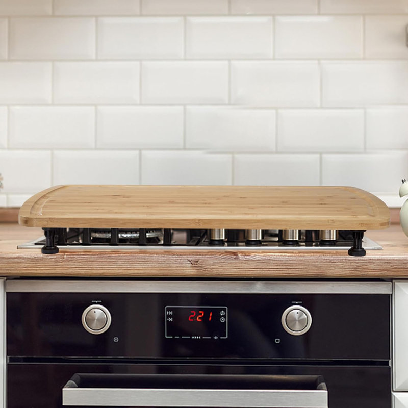 Bamboo Noodle Board Stove Cover, Large Charcuterie Board, Counter Space Top Covers Decorative Tray