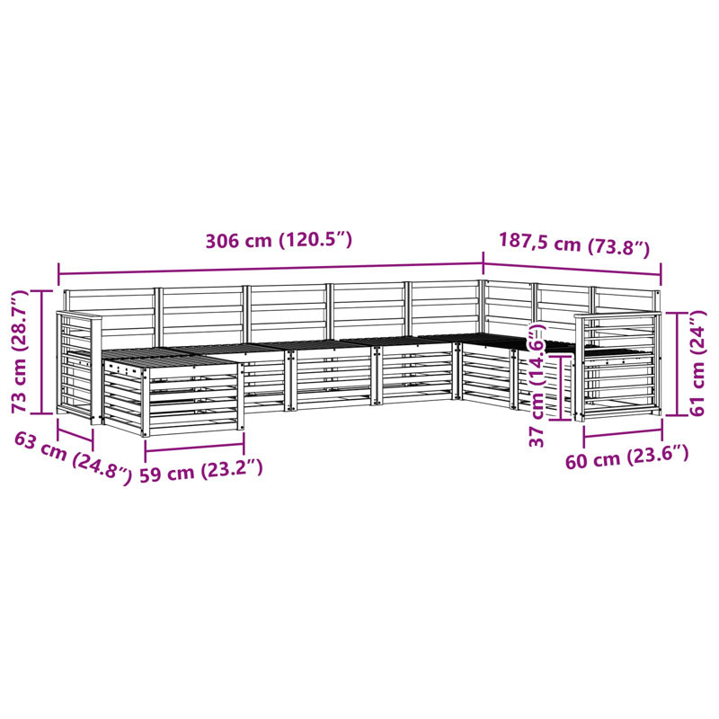 306cm Wide Patio Sectional Set