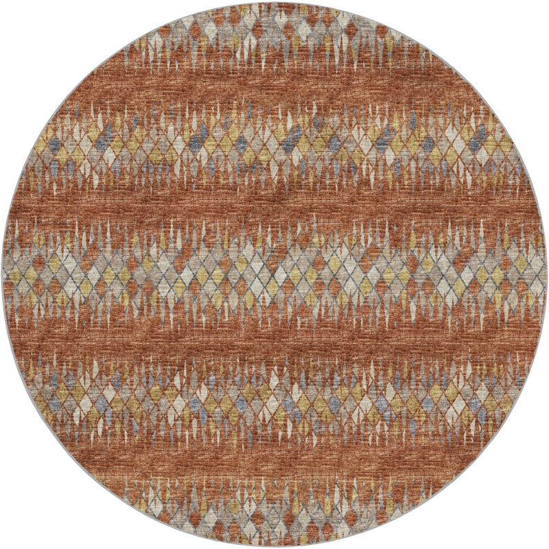 Premium Machine Washable Dream Shag Chevron Rug, 8' Round, Spice