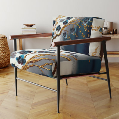 Fauteuil d'appoint rembourré Blue Cherry Blossom Branch V - Paysages rembourrés