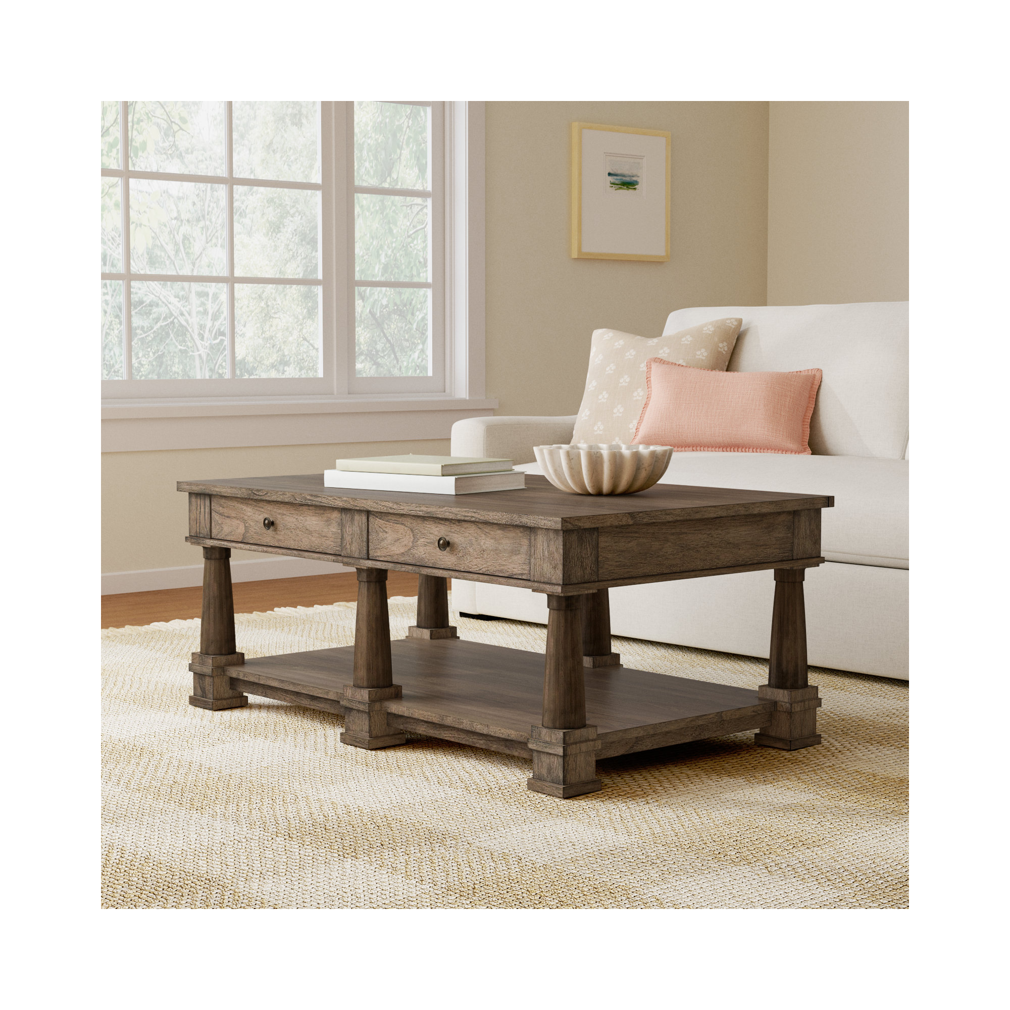 Stephens Solid Wood Single Coffee Table with Storage