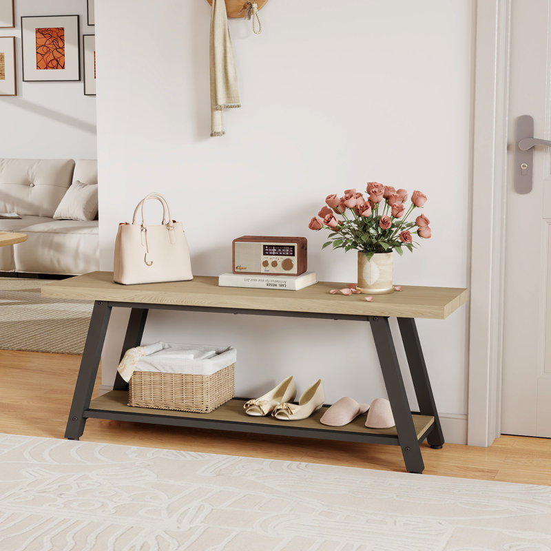 47" Rustic Wood Entryway Bench – Modern Farmhouse Design, Perfect as End of Bed Bench, Mudroom Storage Bench & Living Room Seating