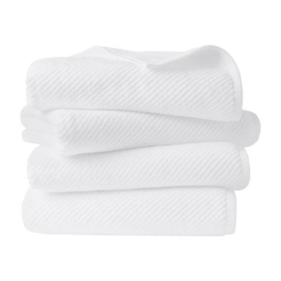 4-Piece 100% Cotton Quick Dry Diagonal Ribbed Bath Towel Set