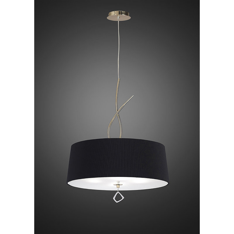 Eurich 4 - Light Drum Pendant, Black, French Gold