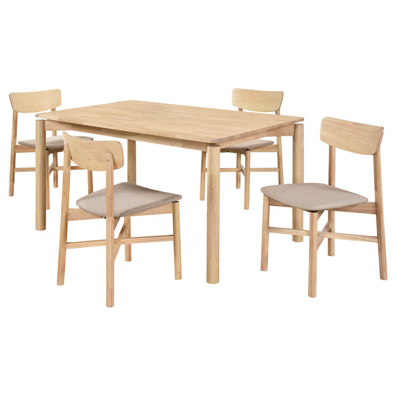 Table de salle à manger 5 pièces Mid-Century moderne en bois délavé blanc