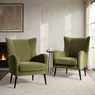 Ebbert Candour Transitional Chenille Wingback Armchair