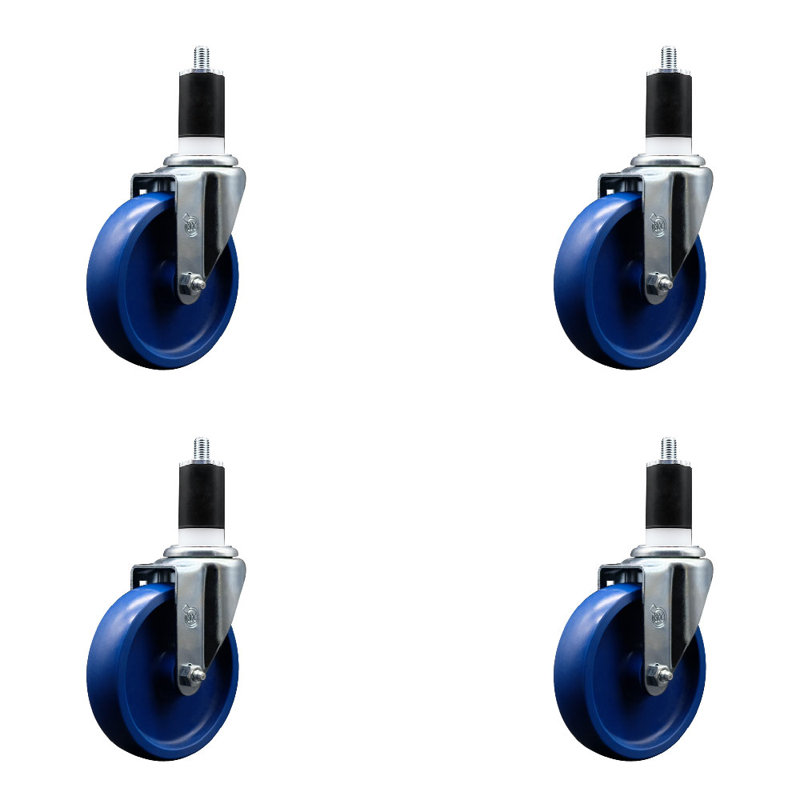 Ensemble de roulettes extensibles pivotantes en polyuréthane solide de 5 pouces 1-1 / 2 pouces SS SCC