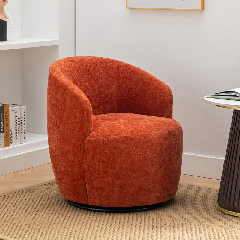 Genece Upholstered Swivel Accent Chair, Orange Chenille