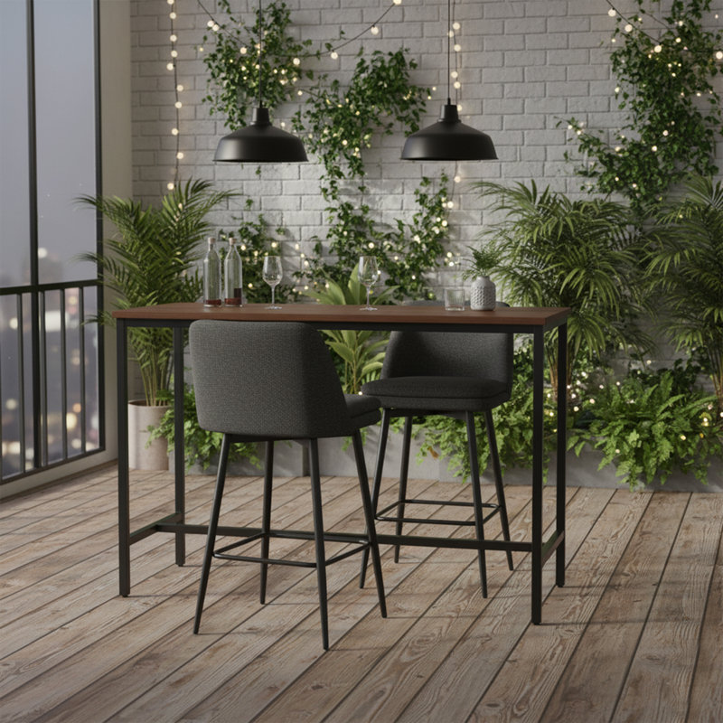 Tabouret de bar pivotant à hauteur de comptoir 25,6 po, ensemble de 2, rembourré avec rotation à 360 °, Black