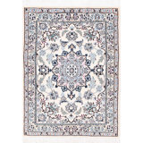 Ivory Fine Hand Knotted Persian Silk & wool Nain 2'3"X 3'