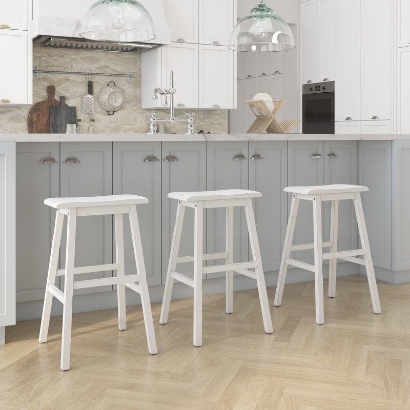 Avarey Upholstered Counter Stool, White, Bar Stool (30" Seat Height)
