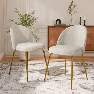 Modern Upholstered Dining Chair with Metal Legs Side Chair with Solid Back for Kitchen Dining Room Living Room