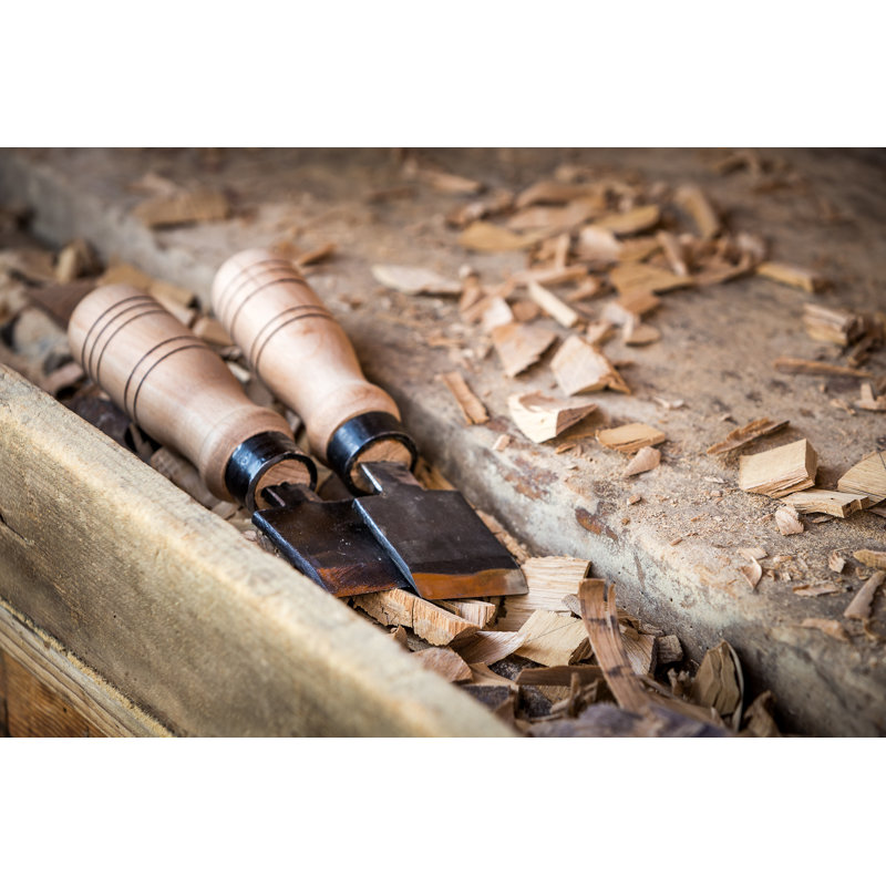 Chisels In A Workbench - Wrapped Canvas Print, 20cm H x 30cm W