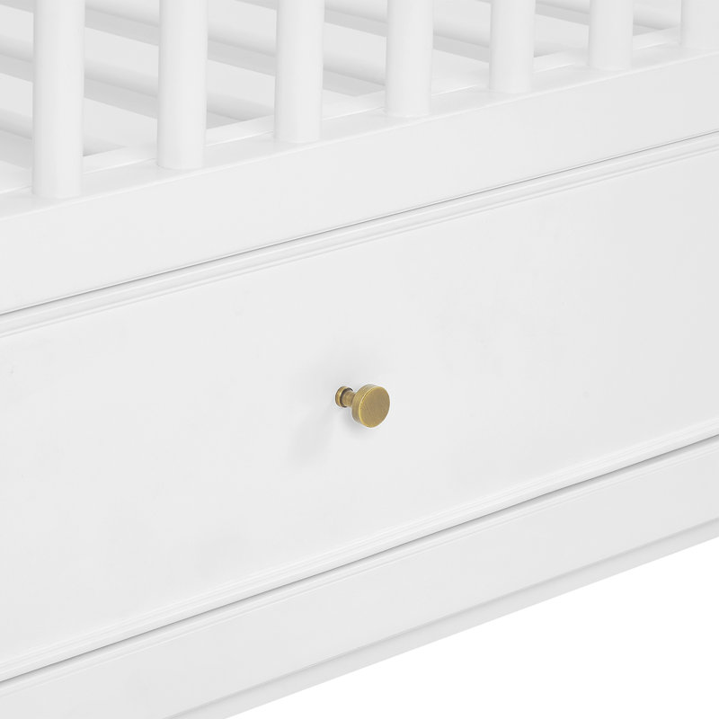 Aspen 4-In-1 Convertible Crib With Underdrawer, White With Textured Oat, White