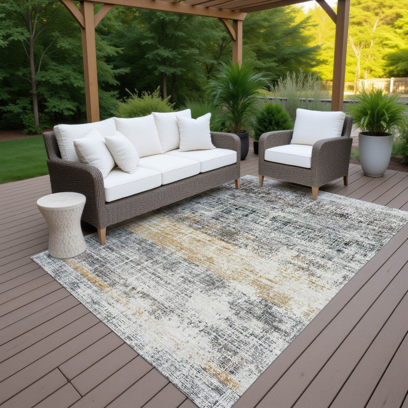 Machine Washable Indoor/Outdoor Jourdan ACN2388 Stripes Rug, Rectangle 10' x 14'