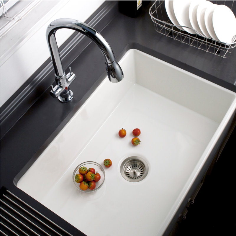 Houzer Farmhouse Apron Front 33 inch Fireclay Single Bowl Kitchen Sink, White