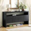 Buffet 60 po à 4 portes, placage en bois massif minimaliste moderne avec tablette ouverte, grain de bois naturel, console de rangement de grande capacité pour le salon, le couloir et la salle à manger-102004218