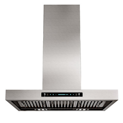 36" 900 CFM  Ducted Wall Mount Range Hood Stainless Steel Quiet 4 Speed Gesture Remote and Touch Panel Control with LED Lights