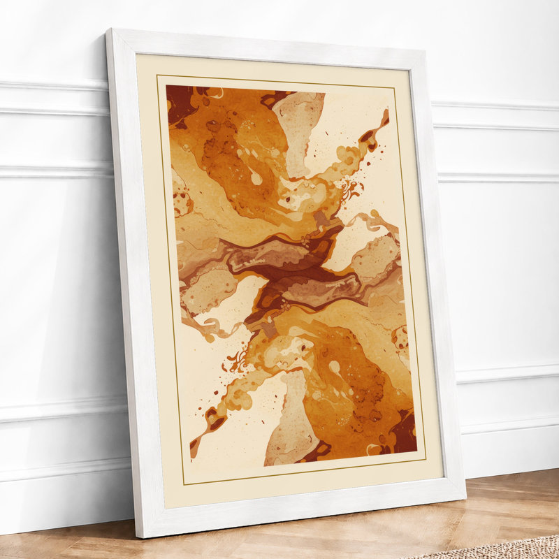 Earth Flow Abstract - Framed Print, A3 - 42.0 x 29.7 cm, White
