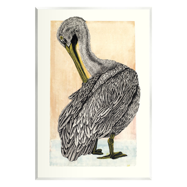 Stupell Industries Detailed Pelican Drawing On Wood by Liz Sunridge ...
