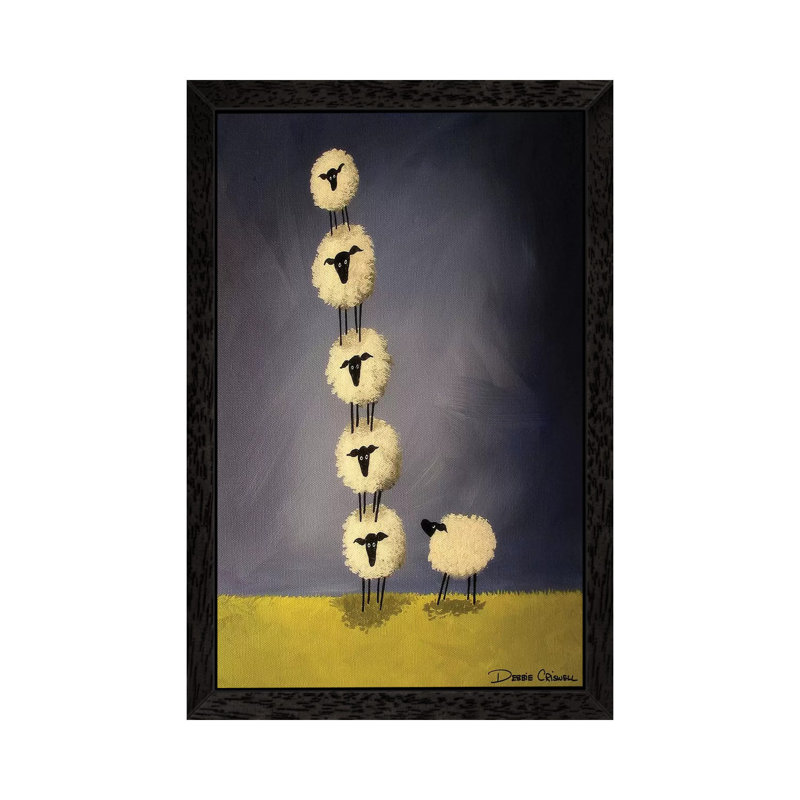 Leaning Tower Of Sheepisa by Debbie Criswell - Floater Frame Painting on Canvas, 101.6 cm H x 66.04 cm W x 3.81 cm D, Black