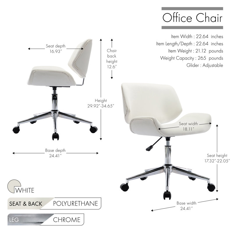 Chaise de bureau Amaka, Blanc