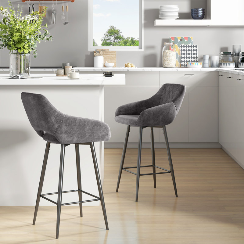 Orduna Upholstered Counter Stool with Metal Frame, Charcoal Grey