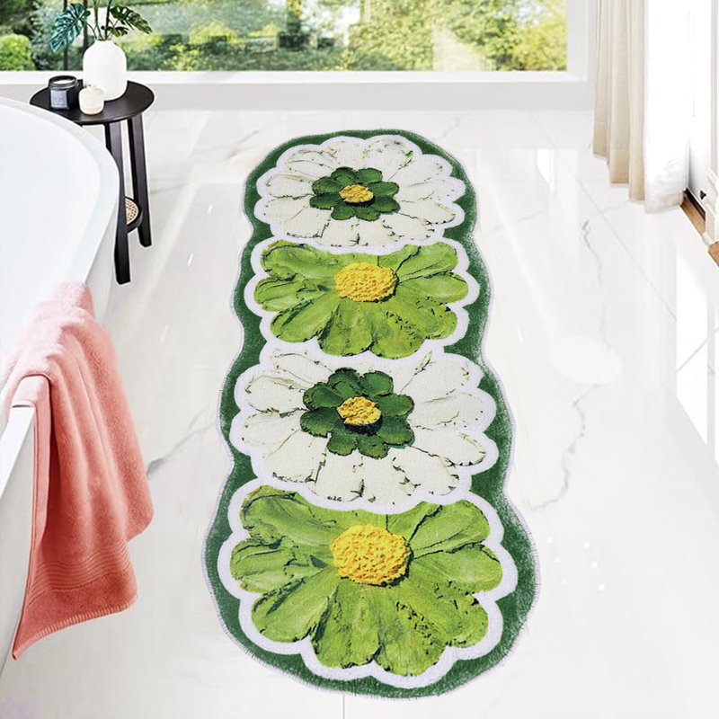 Pastoral Flower Bedroom Bedside Rug For Sofa Coffee Table Kids Home Decor Aesthetic, Orange, Novelty 4'7" x 1'8"
