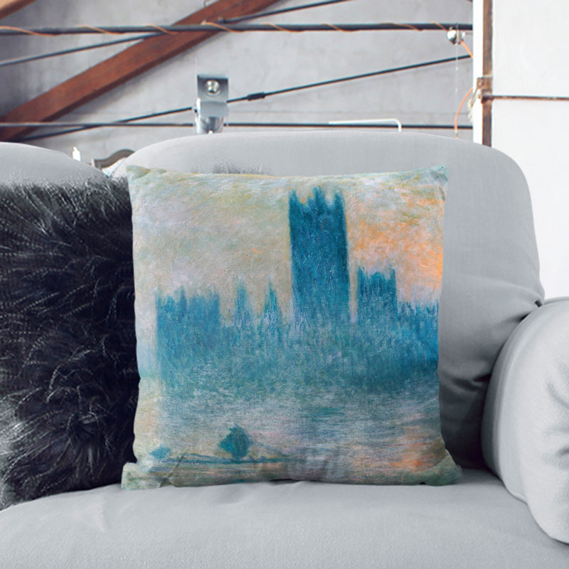 Houses Of ParliamentoIn London Vol.4 Square Throw Cushion, 40cm H x 40cm W x 15cm D, Beige