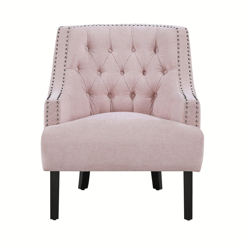 Upholstered Wingback Chair, Pink Polyester