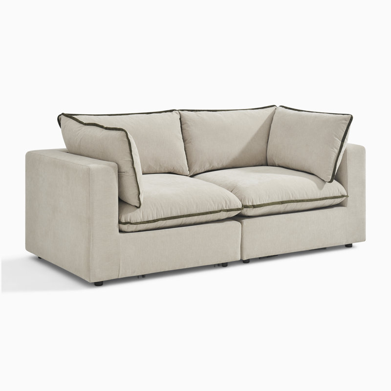 Alexa Boucle Sofa, Cream/Green, 2 Seat Sofa