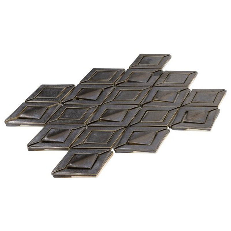 Nabi Jewel 3D Glossy Glass Mosaic Tile, Metallic Copper Brown