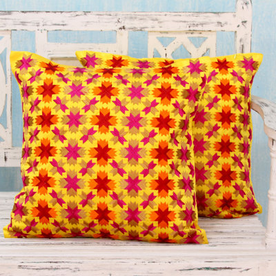 Holi Stars over Satin Pillow Cover