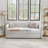 Daybed with trundle - upholstered sofa bed, vertical stripes, linen fabric-1149676570-1149676572