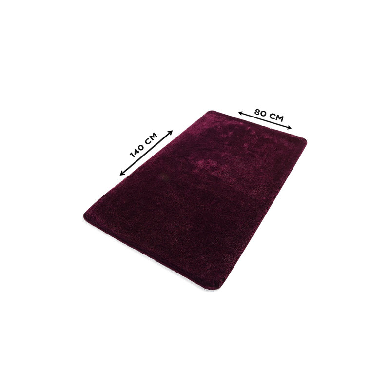 Donham Rectangle Bath Mat, 3cm H x 80cm W x 140cm L, Cherry