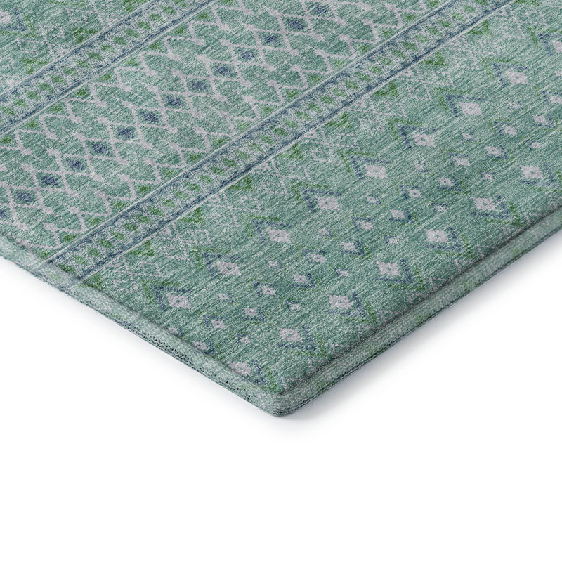 Premium Machine Washable Prisco Aqua Rug, Round 8'